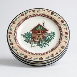 Set Of 4 Debbie Mumm "Winter Birds" Porcelain Salad Plates